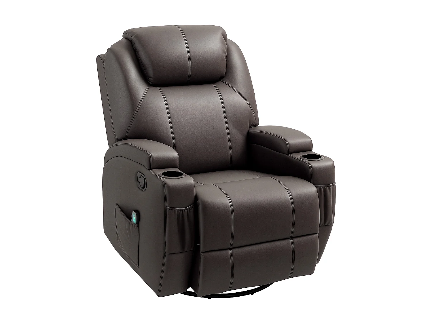 Poltrona massaggiante reclinabile in finta pelle marrone scuro