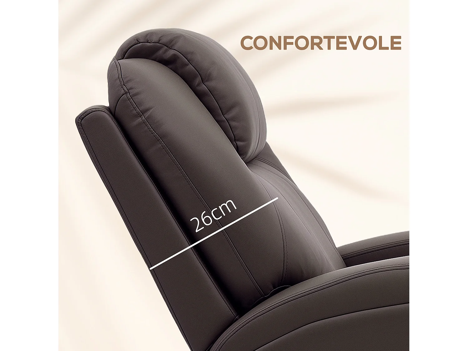 Poltrona massaggiante reclinabile in finta pelle marrone scuro