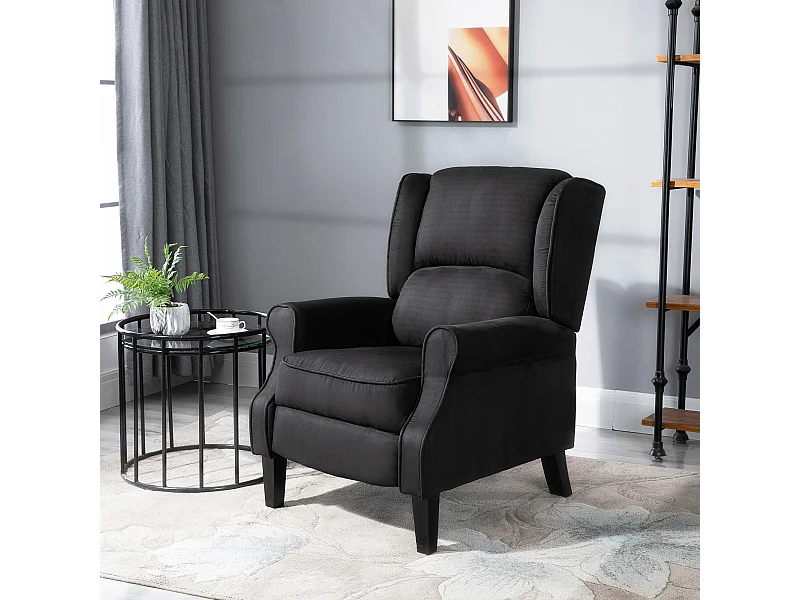 Poltrona per soggiorno schienale reclinabile in tessuto scamosciato