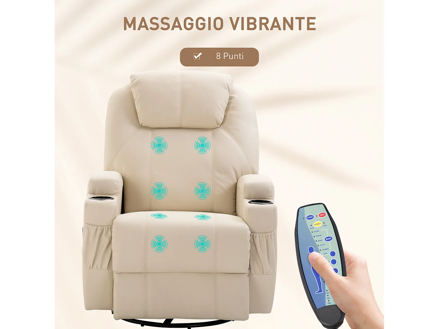 Poltrona massaggiante 5 modalità reclinabile con poggiapiedi