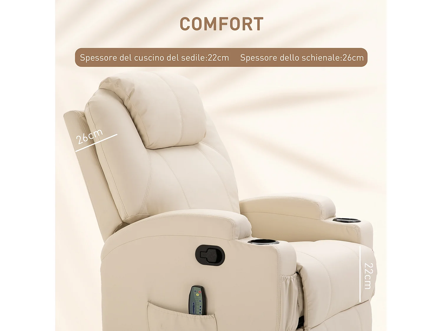 Poltrona massaggiante 5 modalità reclinabile con poggiapiedi