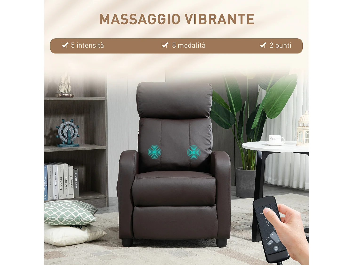 Poltrona massaggiante reclinabile con telecomando e poggiapiedi