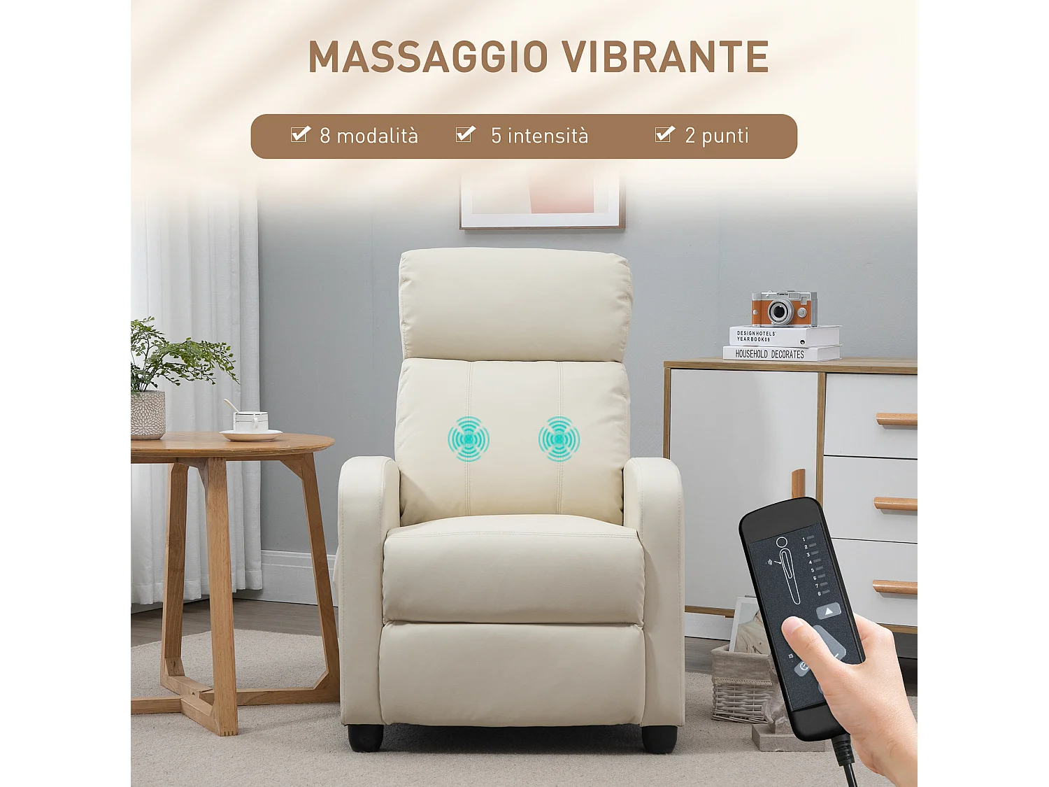 Poltrona massaggiante reclinabile con telecomando e poggiapiedi