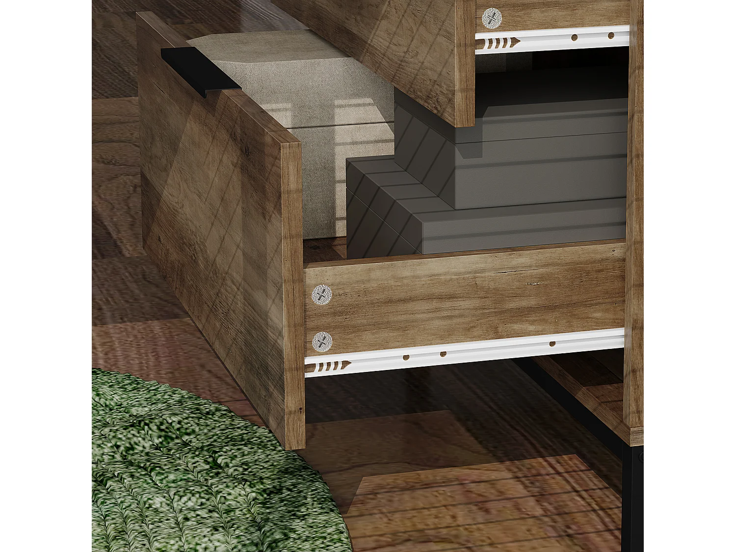 Cassettiera 3 cassetti in truciolato e metallo 62x35x82 cm marrone