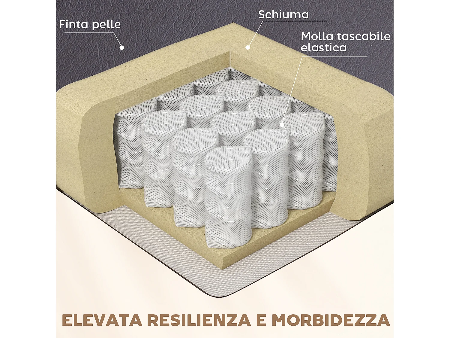 Poltrona massaggiante a 8 punti con telecomando in finta pelle marrone