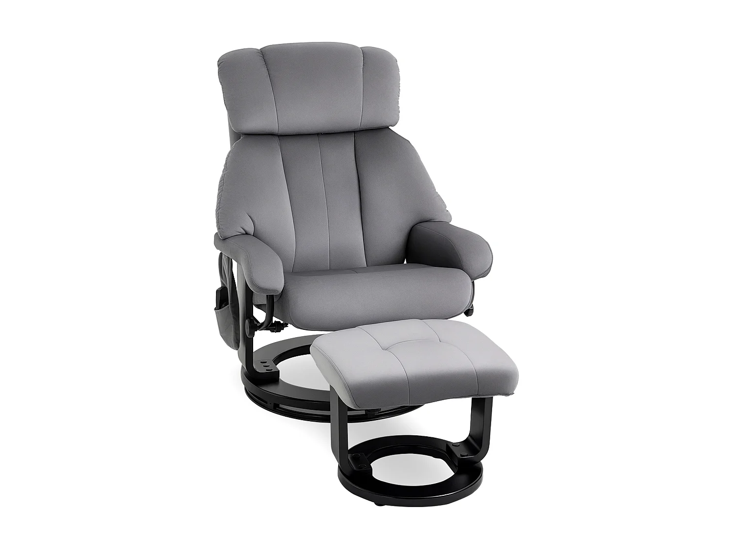 Poltrona massaggiante reclinabile con poggiapiedi e telecomando grigio