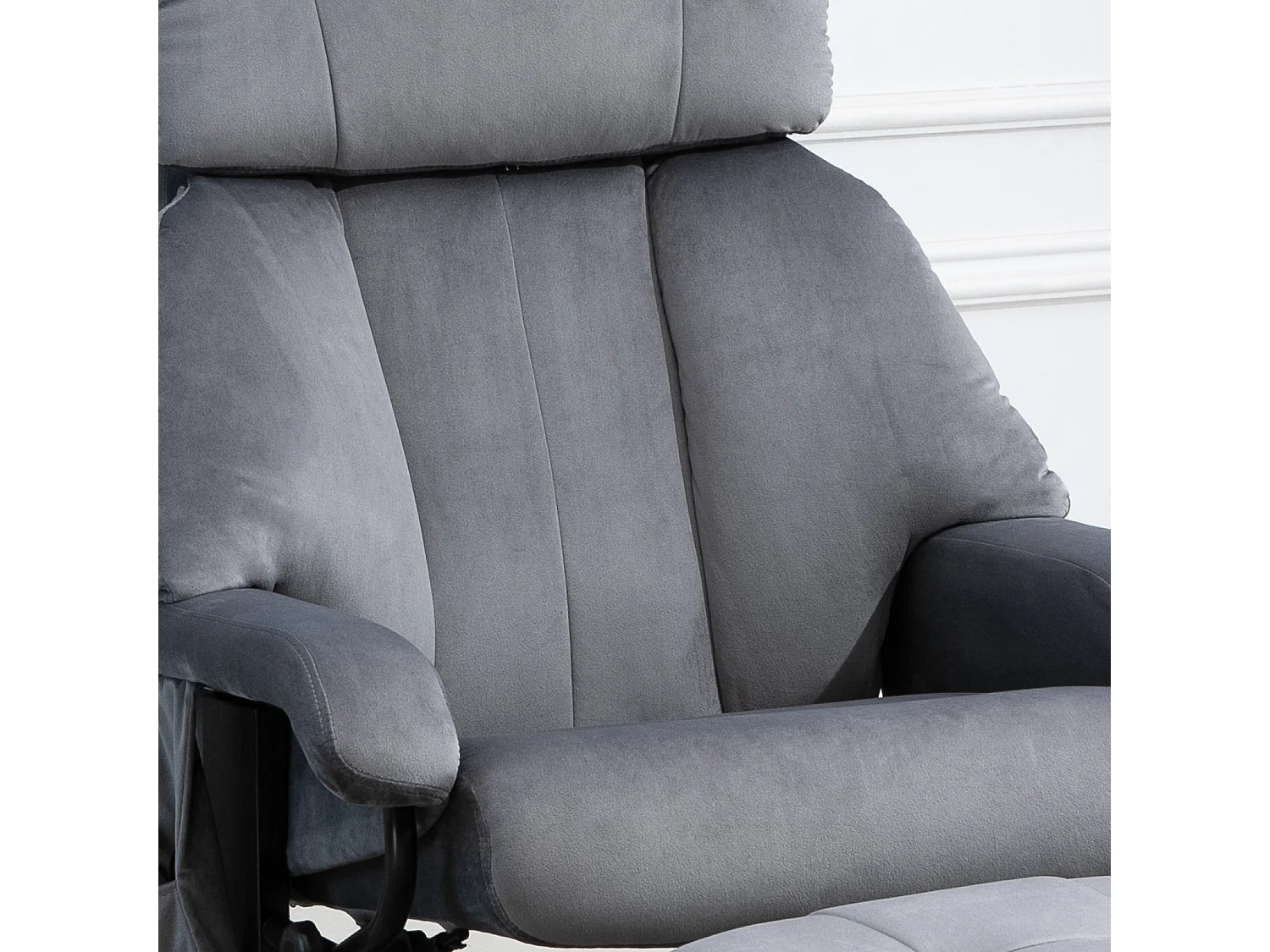 Poltrona massaggiante reclinabile con poggiapiedi e telecomando grigio