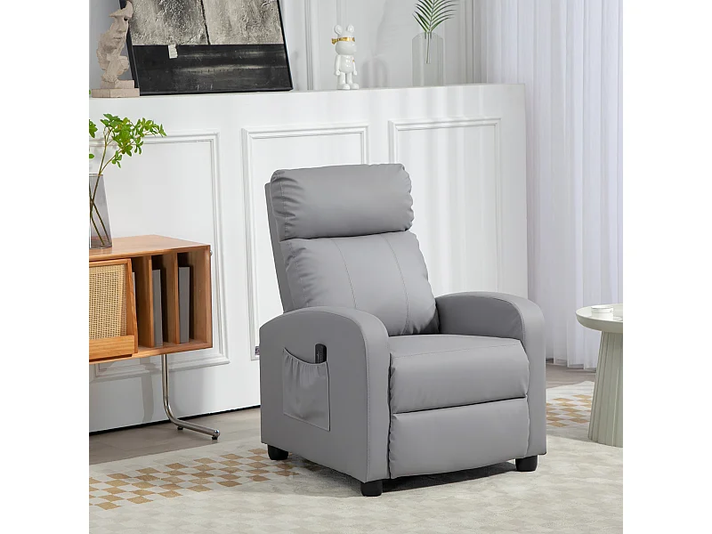Poltrona massaggiante reclinabile con 8 modalità e telecomando grigio