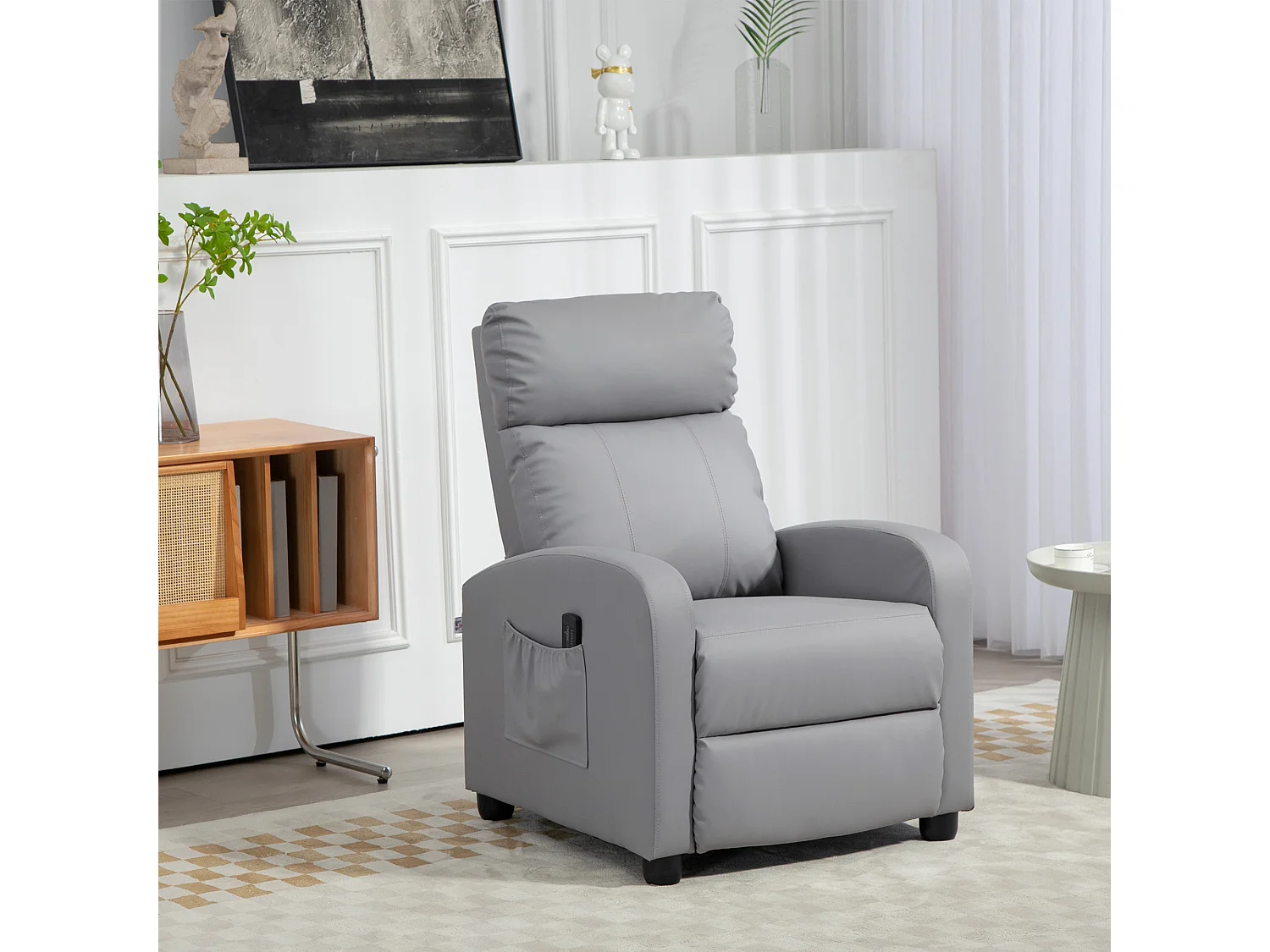 Poltrona massaggiante reclinabile con 8 modalità e telecomando grigio