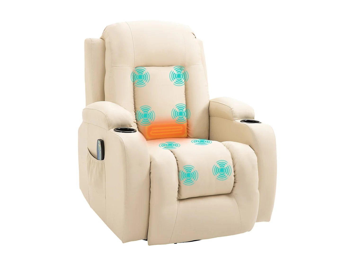 Poltrona massaggiante a 8 punti con telecomando in finta pelle beige