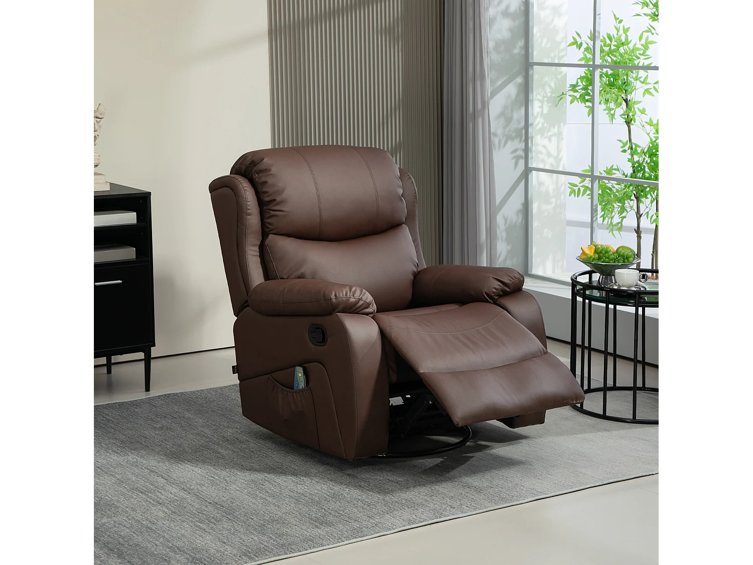 Poltrona relax reclinabile e massaggiante con riscaldamento marrone