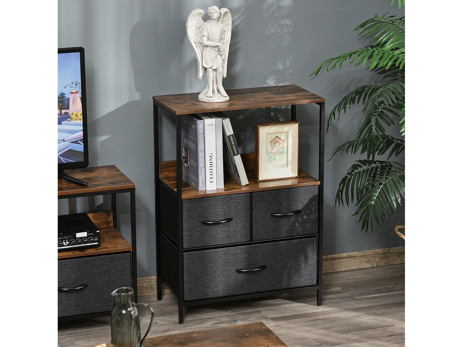 Mobile cassettiera multiuso 3 cassetti in tessuto 58x29x81.5cm