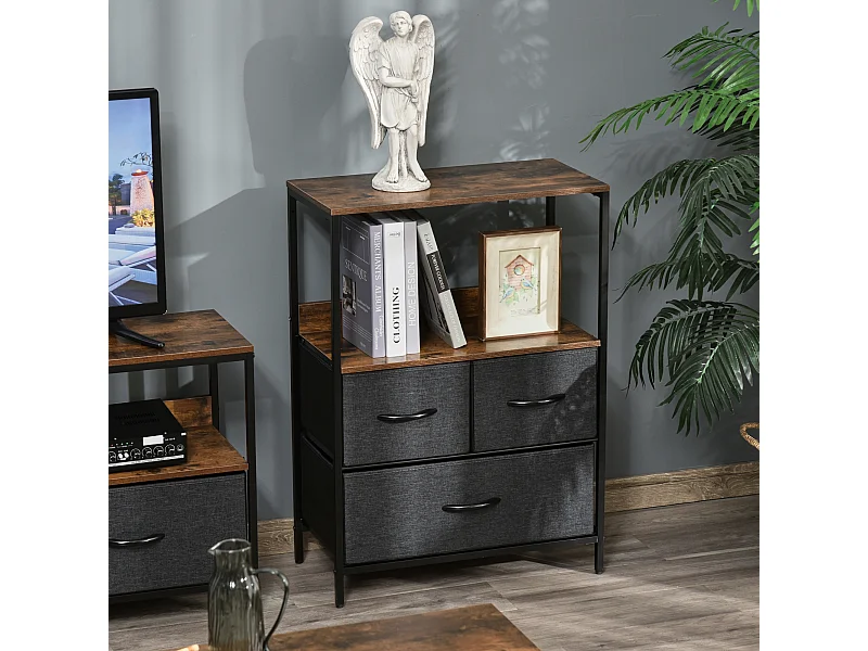 Mobile cassettiera multiuso 3 cassetti in tessuto 58x29x81.5cm