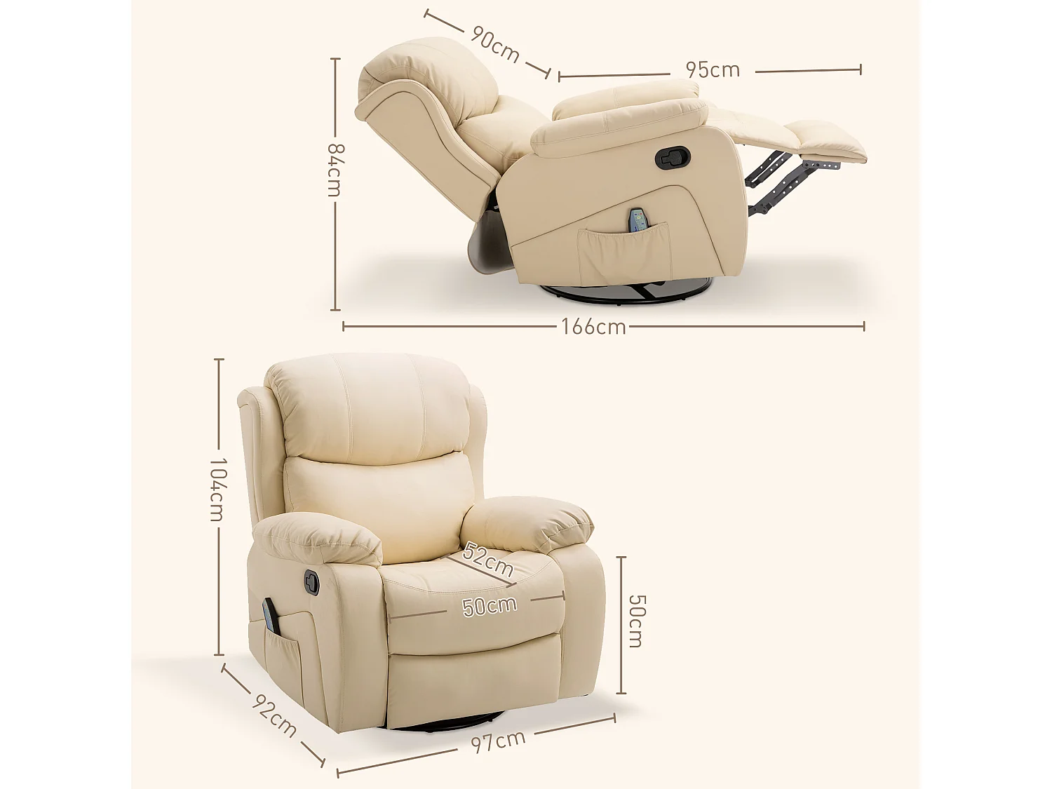 Poltrona relax reclinabile 8 punti massaggianti e riscaldamento in pu