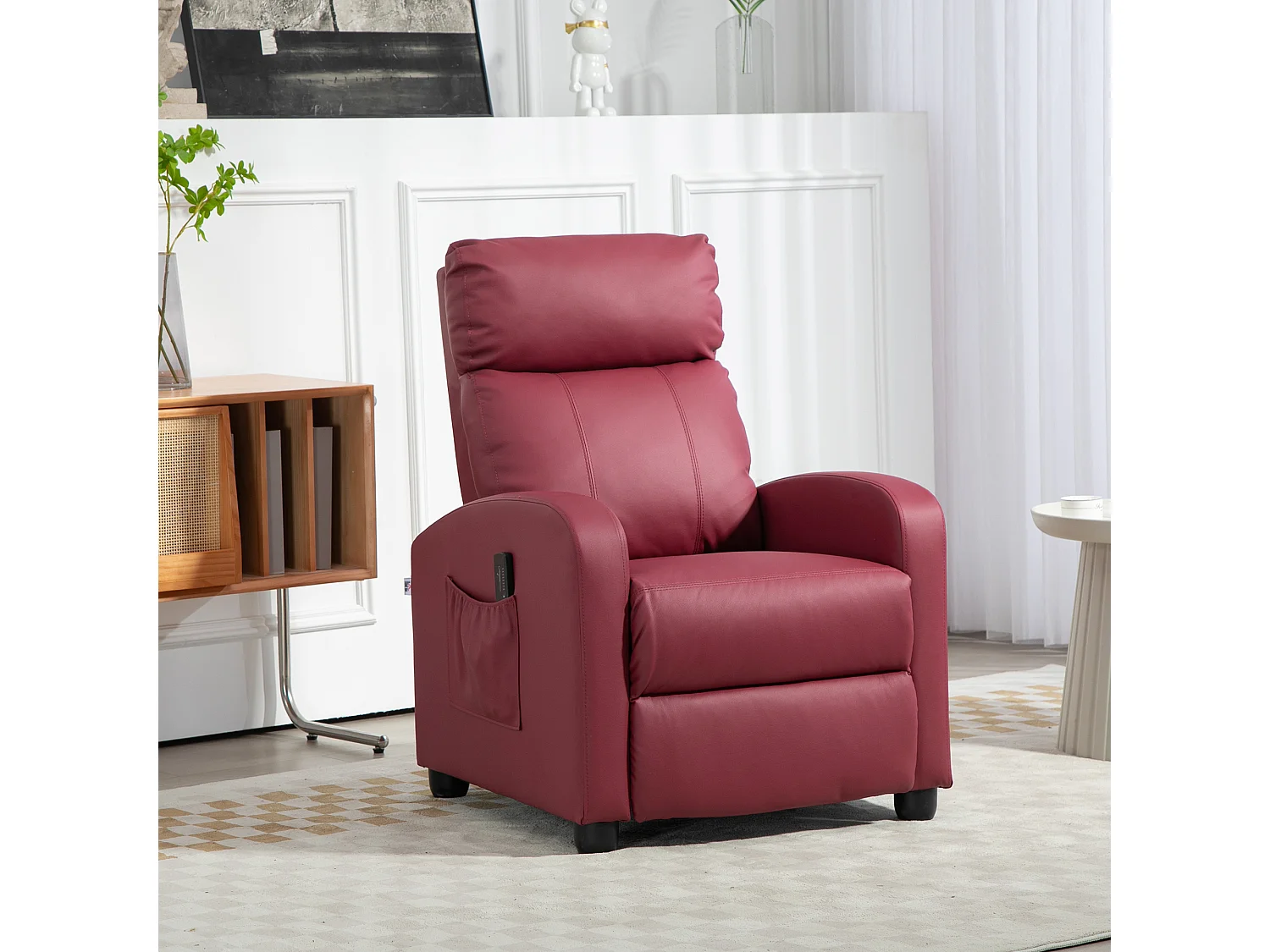 Poltrona massaggiante reclinabile con 8 modalità e telecomando rosso