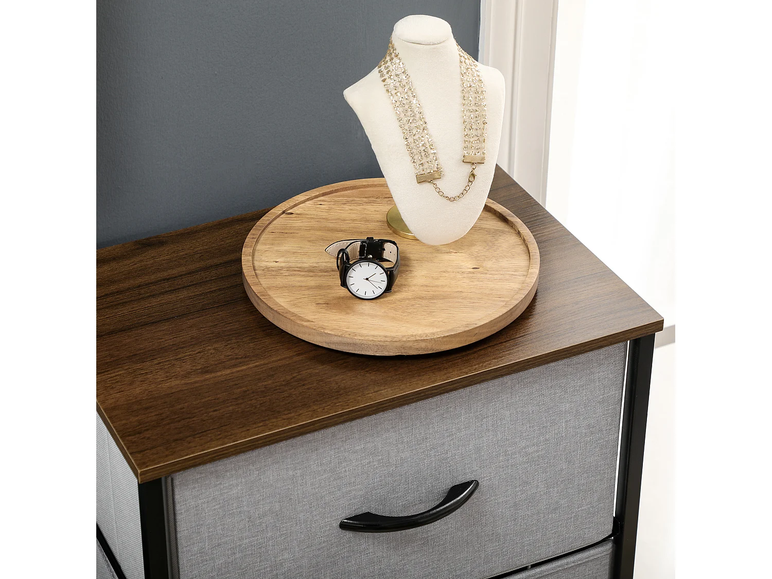 Cassettiera 5 cassetti in tessuto rimovibili stile industriale