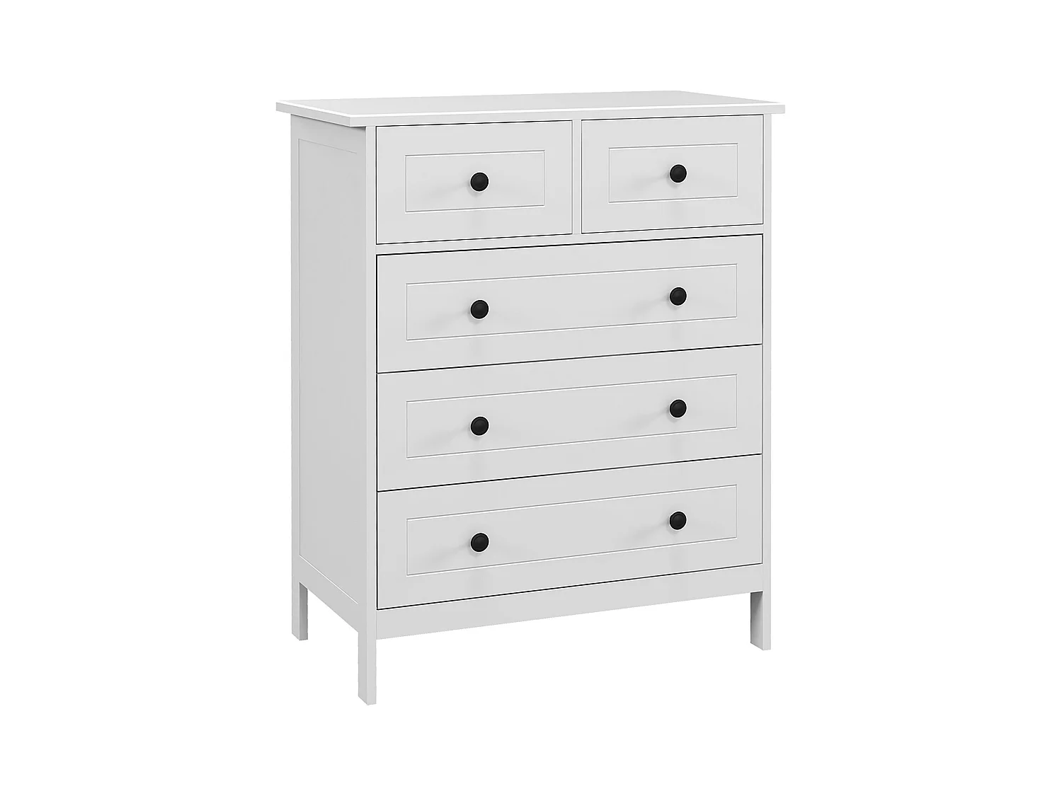 Cassettiera 5 cassetti salvaspazio 74x40x91cm in legno bianco