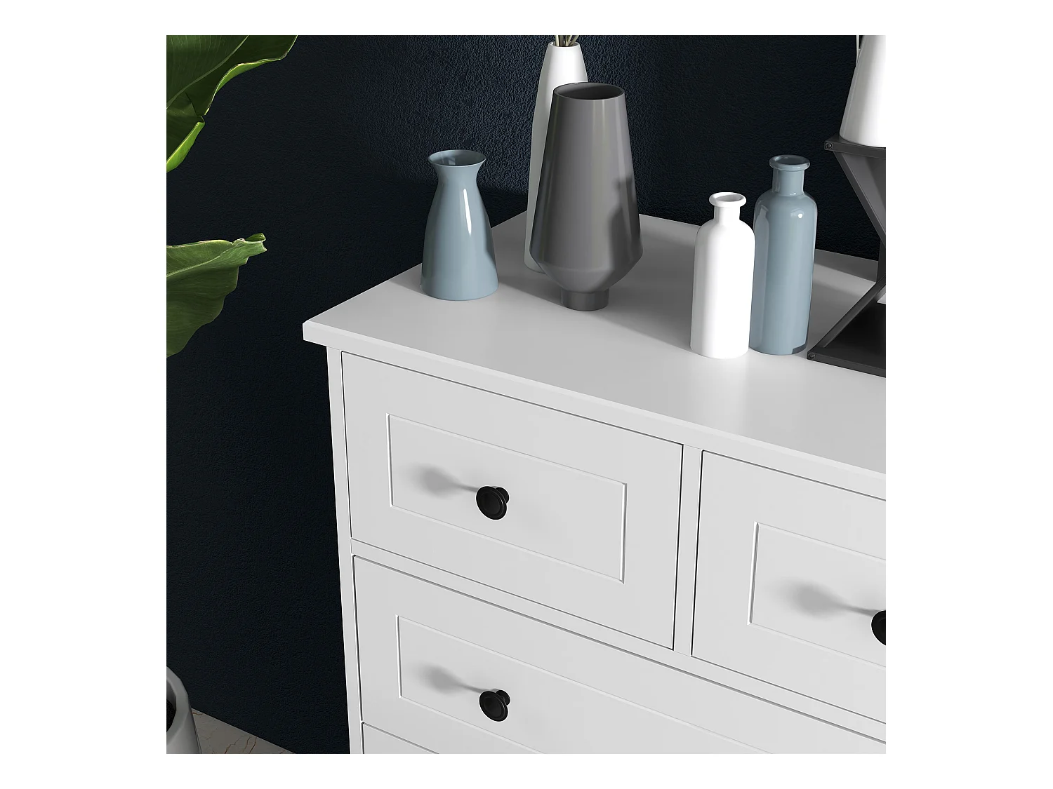 Cassettiera 5 cassetti salvaspazio 74x40x91cm in legno bianco