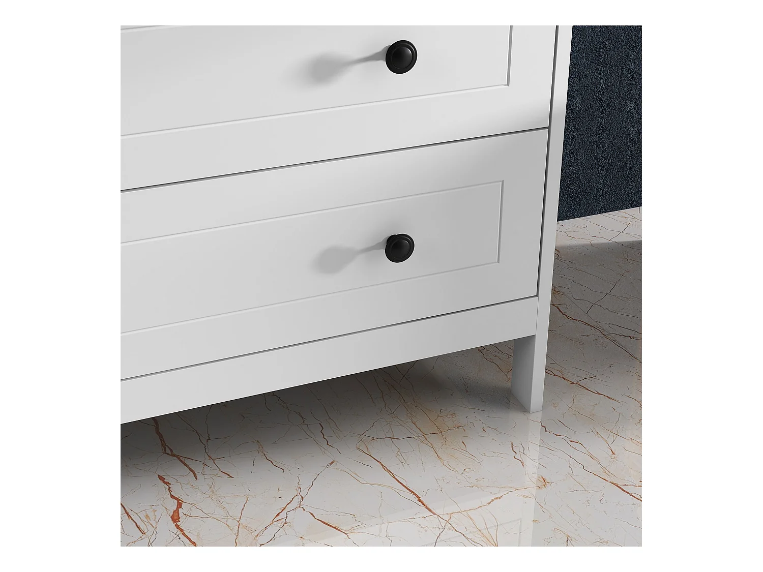 Cassettiera 5 cassetti salvaspazio 74x40x91cm in legno bianco