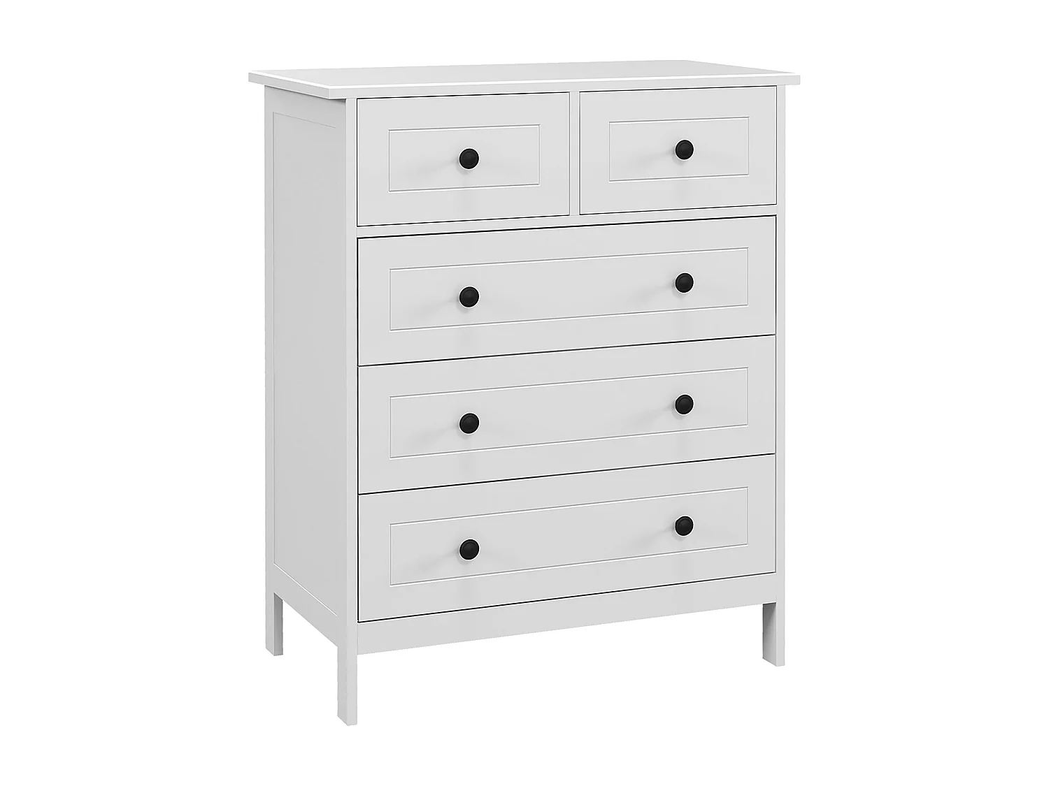 Cassettiera 5 cassetti salvaspazio 74x40x91cm in legno bianco