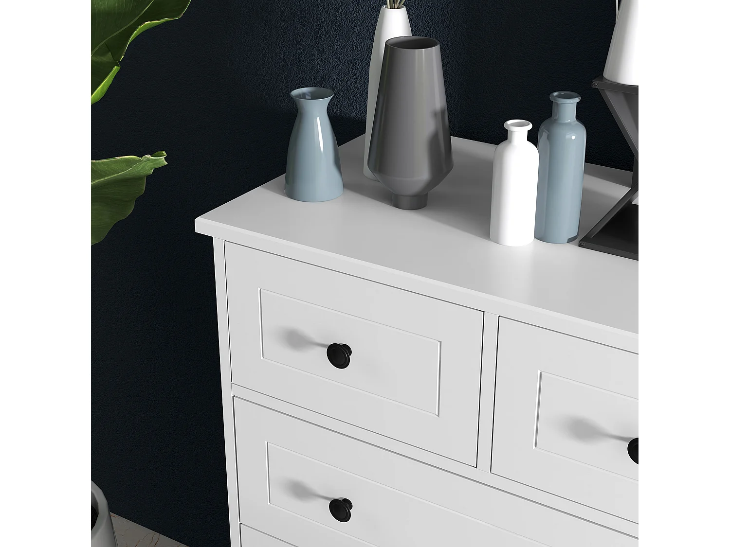 Cassettiera 5 cassetti salvaspazio 74x40x91cm in legno bianco