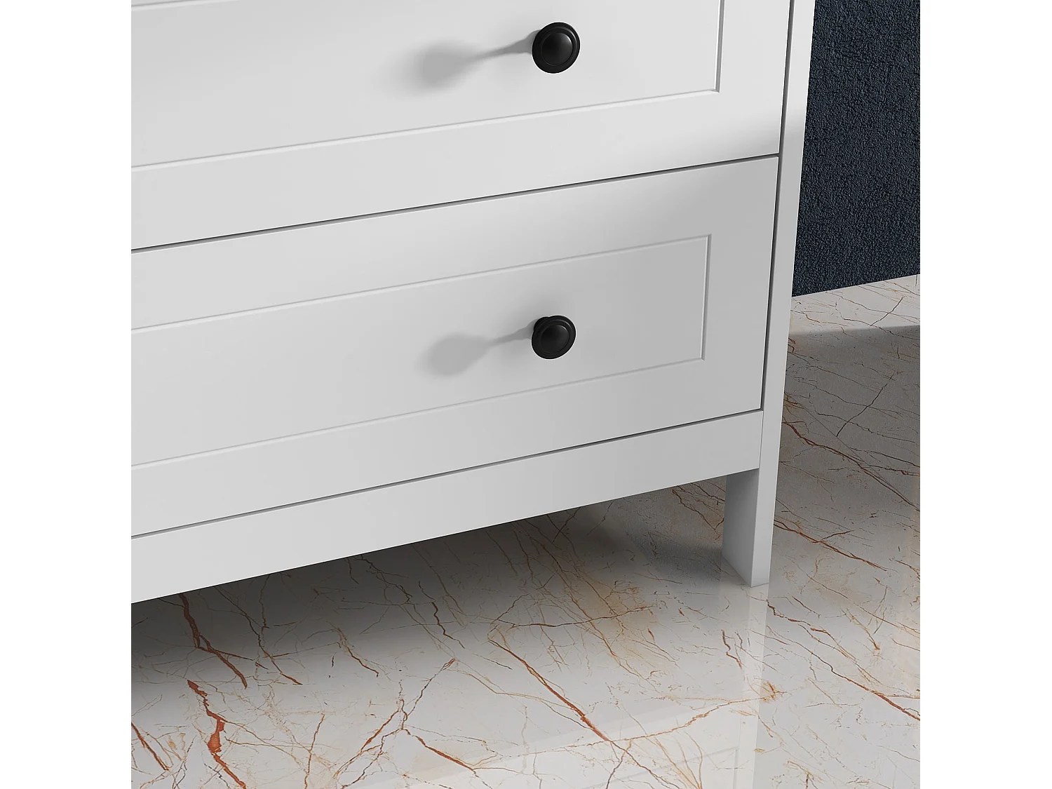 Cassettiera 5 cassetti salvaspazio 74x40x91cm in legno bianco