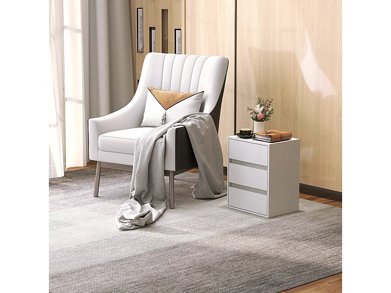 Cassettiera 3 cassetti moderna in truciolato 40x30x50.5 cm bianco