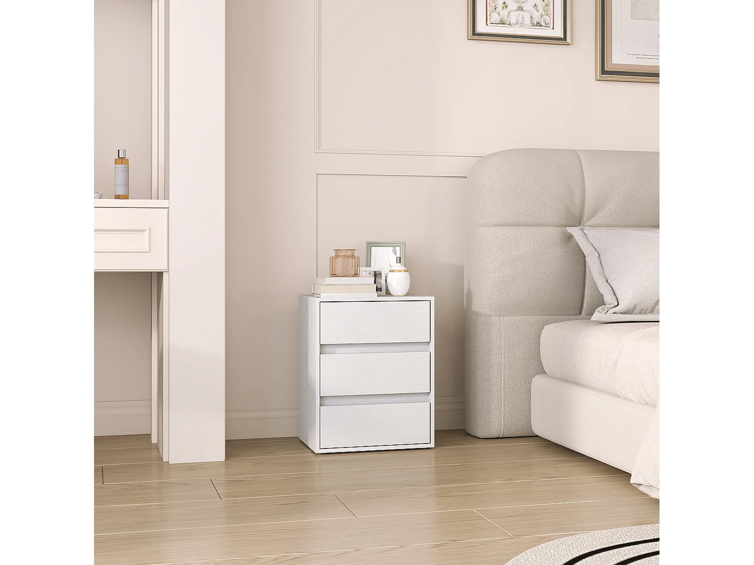 Cassettiera 3 cassetti moderna in truciolato 40x30x50.5 cm bianco