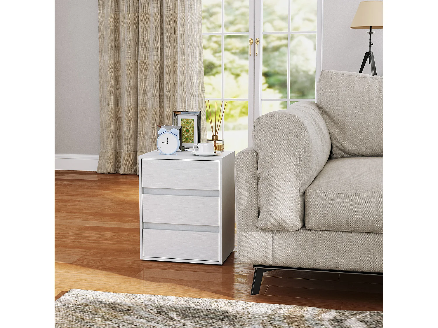 Cassettiera 3 cassetti moderna in truciolato 40x30x50.5 cm bianco