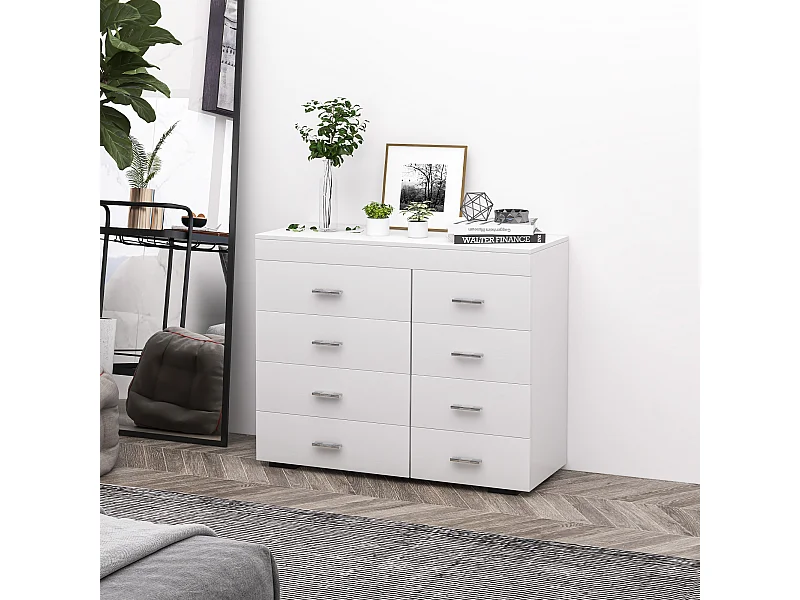 Mobile con cassetti cassettiera per camera in legno bianca
