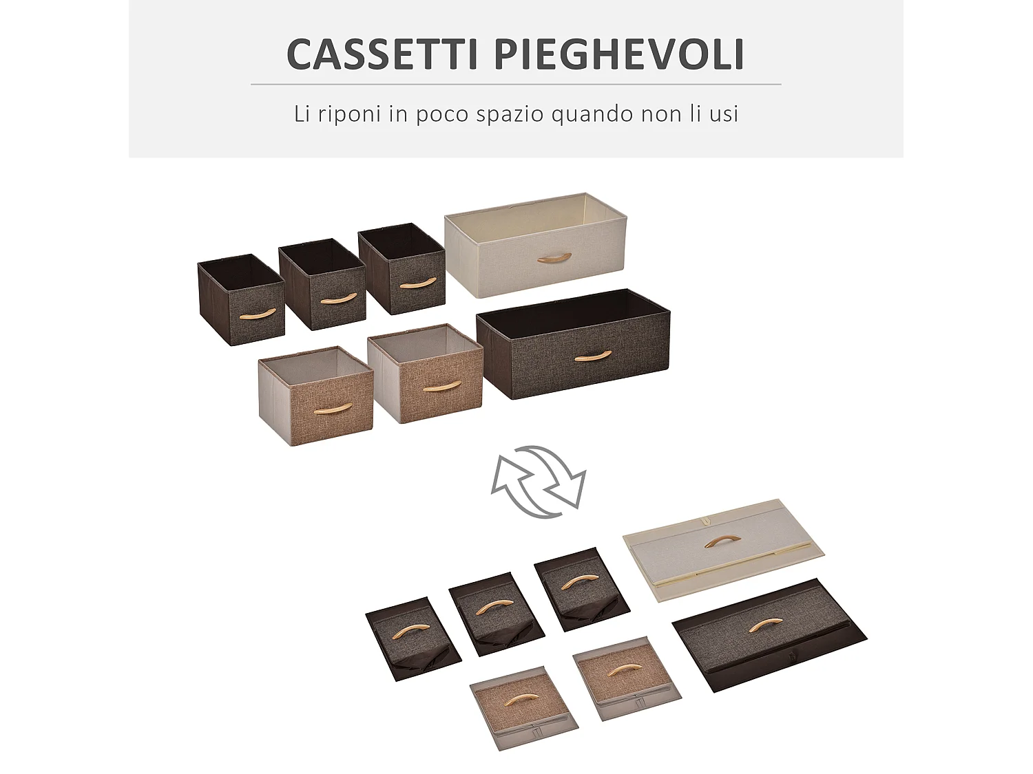 Cassettiera 7 cassetti pieghevoli in acciaio e mdf 80x29x78.5cm