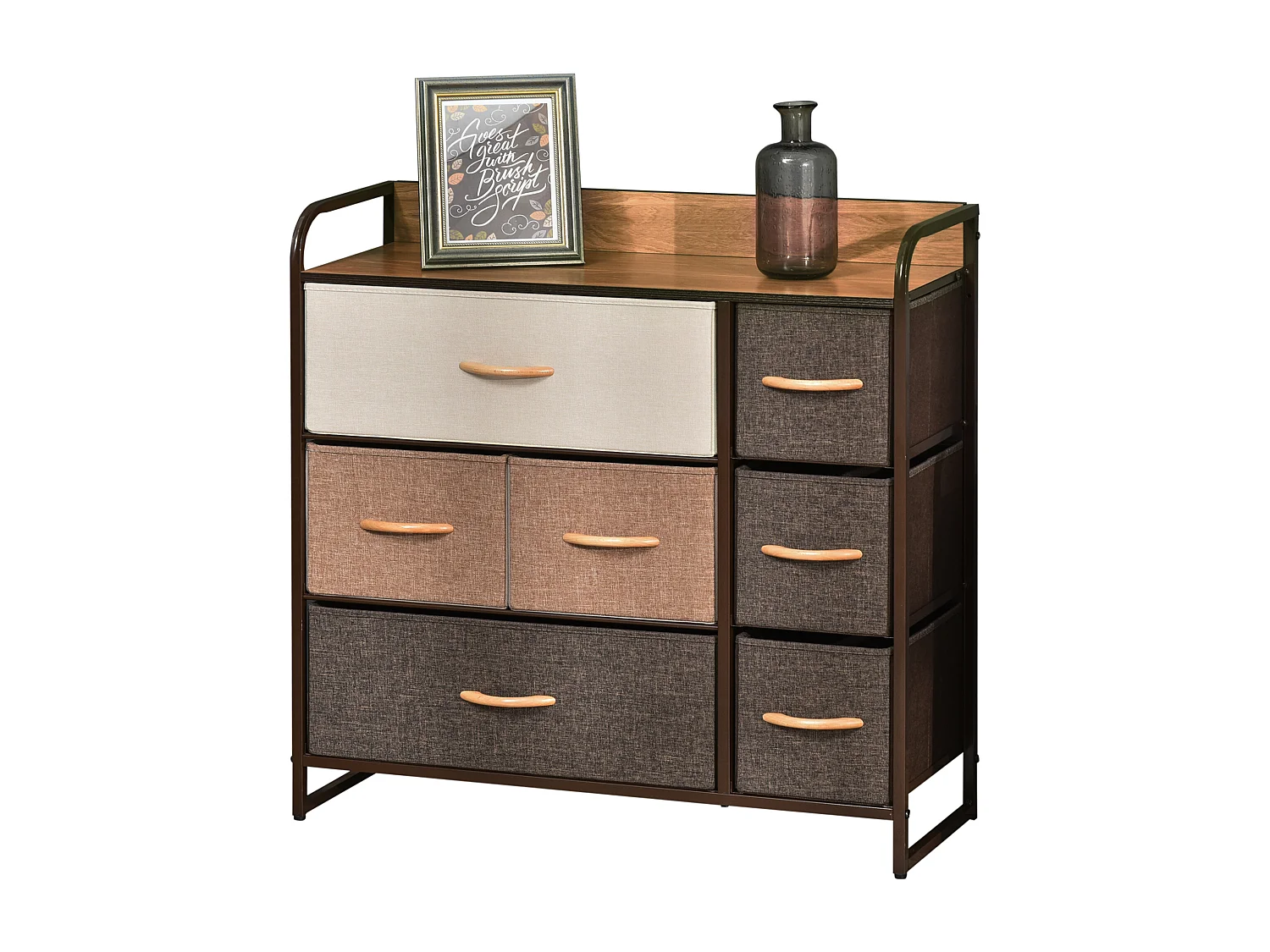 Cassettiera 7 cassetti pieghevoli in acciaio e mdf 80x29x78.5cm