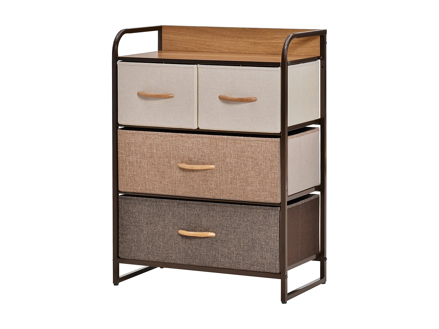 Cassettiera 4 cassetti pieghevoli in acciaio e mdf 58x29x78.5cm