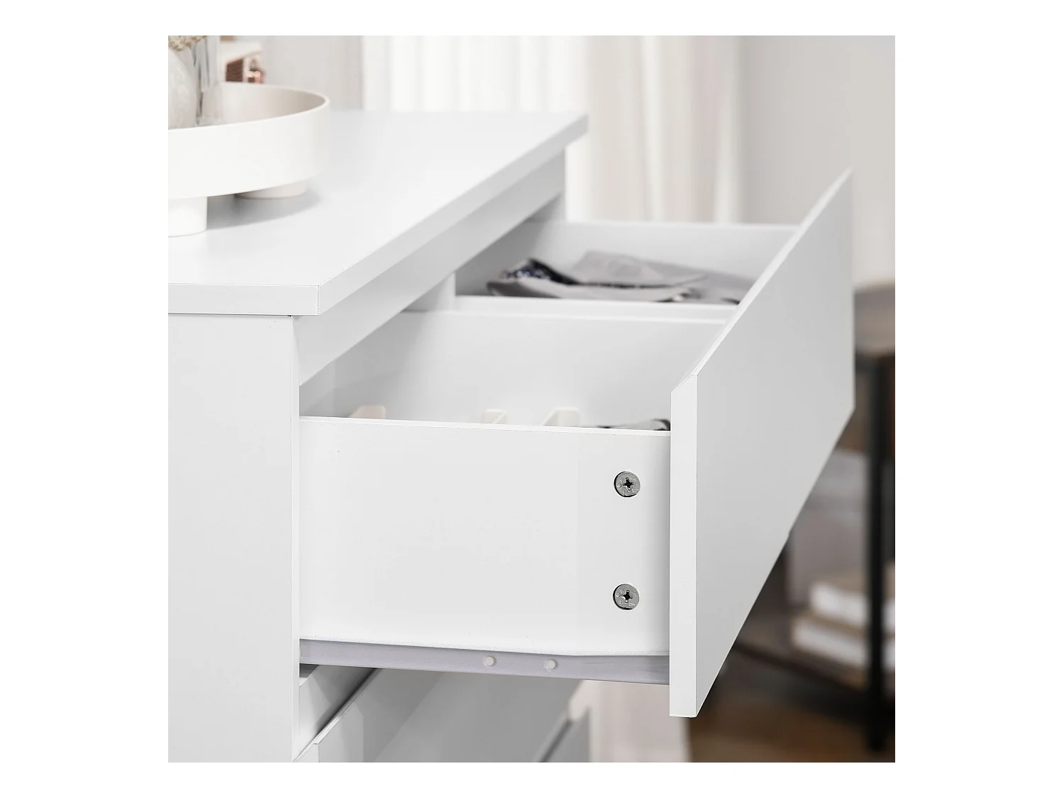 Cassettiera 6 cassetti in legno truciolato 80x39x115 cm bianca