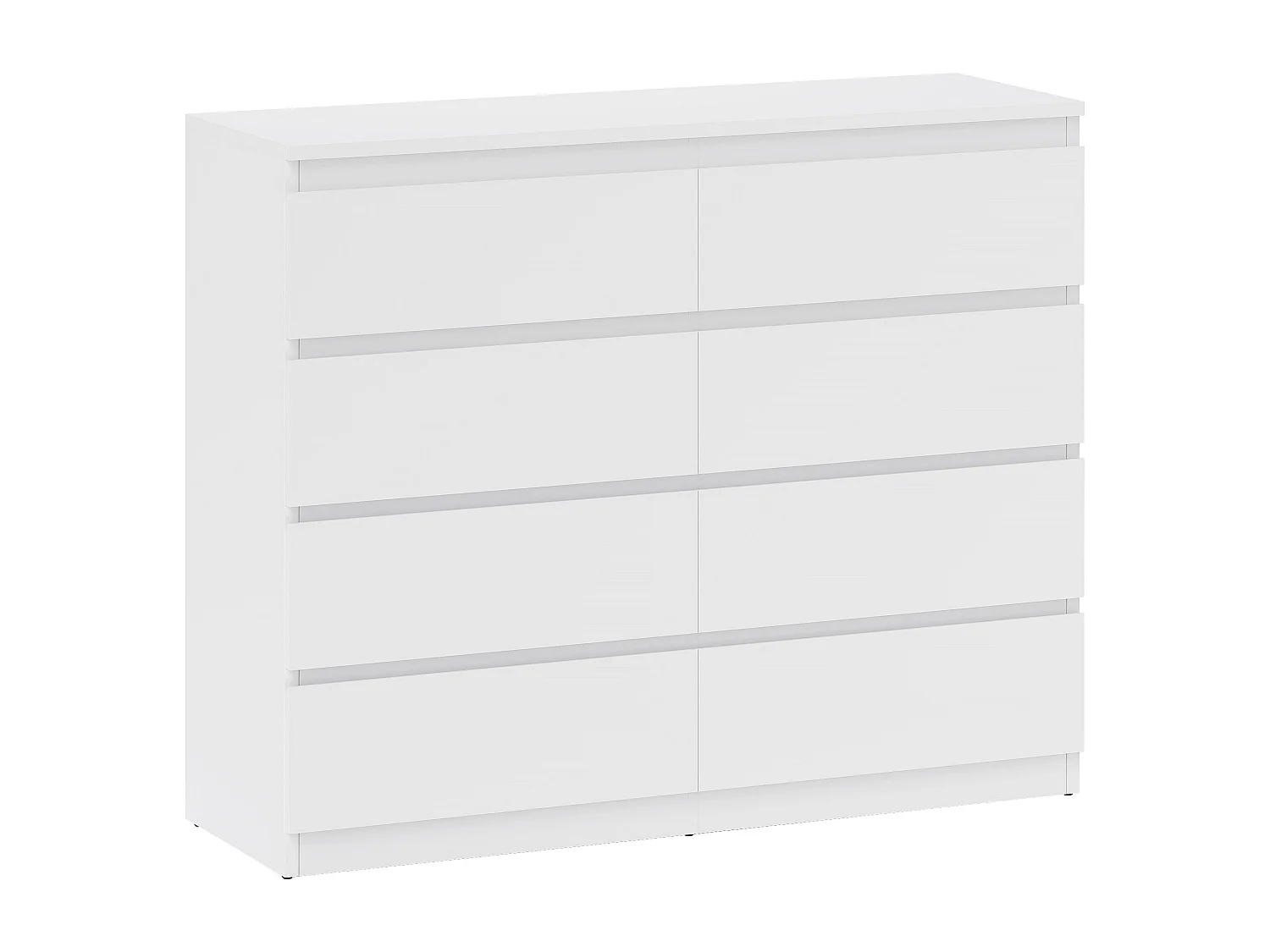 Cassettiera 8 cassetti per camera da letto senza maniglie bianco