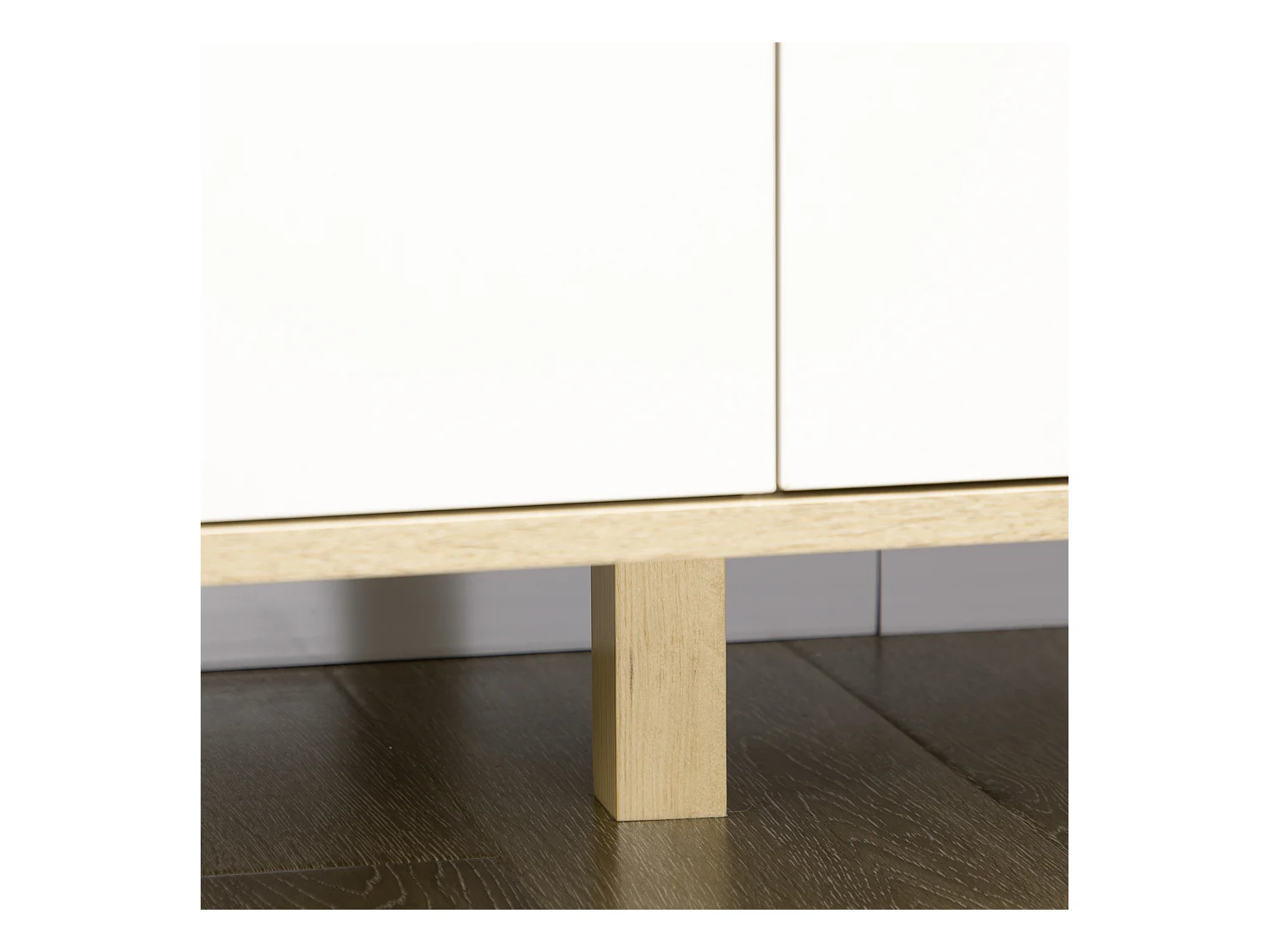 Cassettiera 6 cassetti in legno di pino bianco e rovere 120x40x76cm