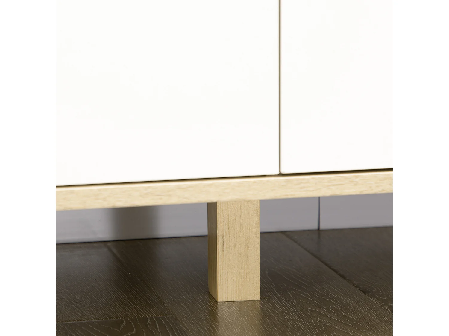 Cassettiera 6 cassetti in legno di pino bianco e rovere 120x40x76cm