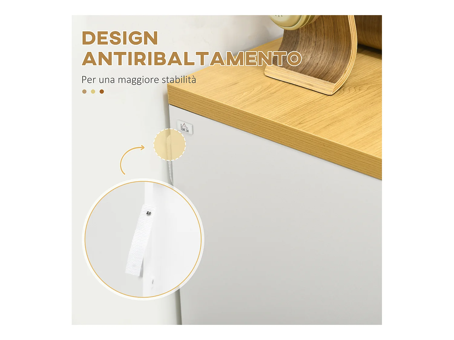 Cassettiera a 3 cassetti in truciolato bianco 70Lx37x75cm