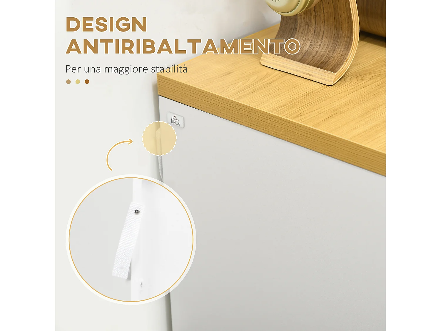 Cassettiera a 3 cassetti in truciolato bianco 70Lx37x75cm