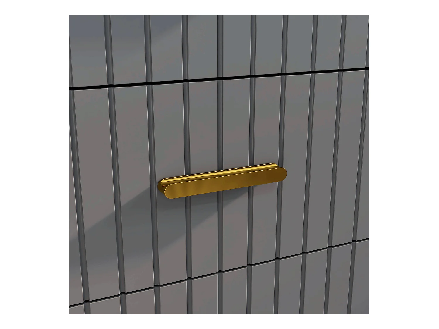 Cassettiera 3 cassetti moderna in legno e alluminio oro e grigio scuro