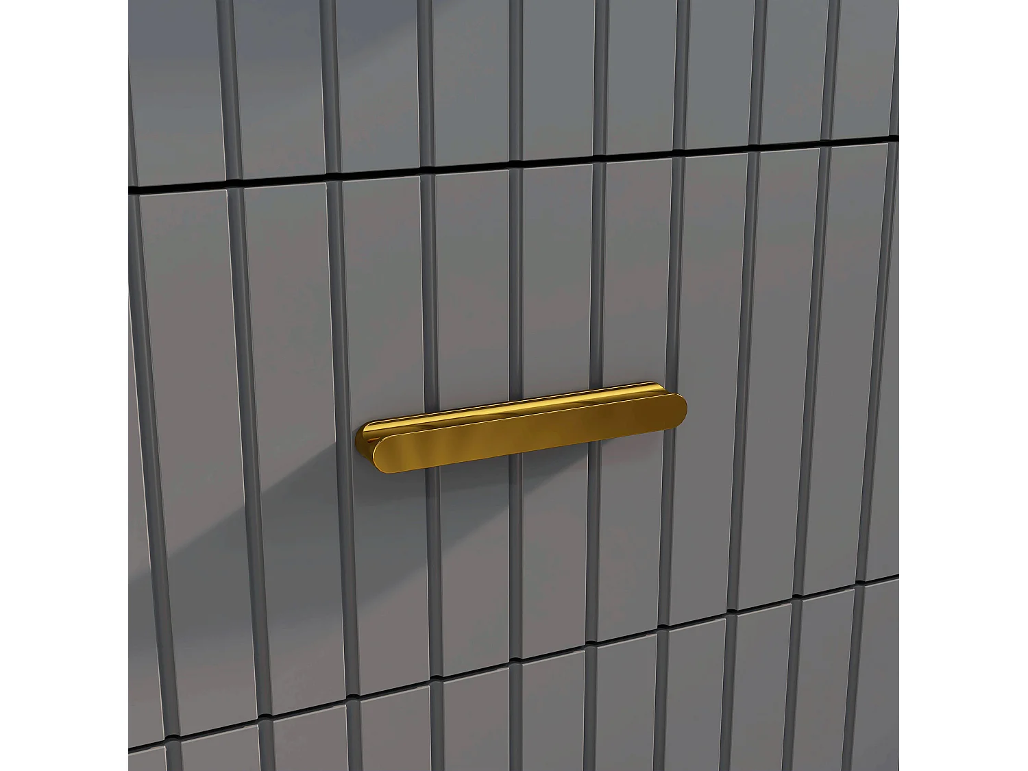 Cassettiera 3 cassetti moderna in legno e alluminio oro e grigio scuro