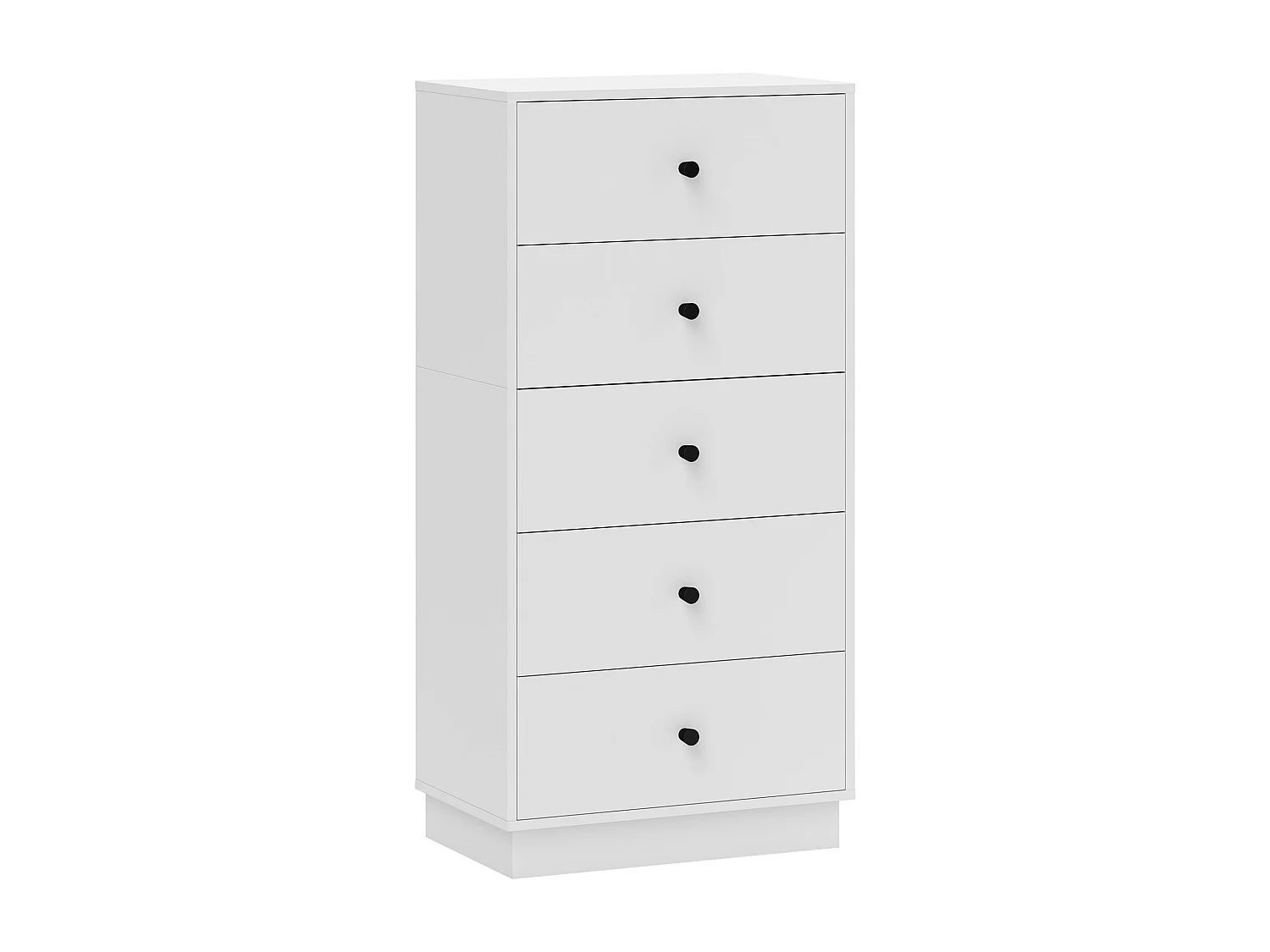 Cassettiera 5 cassetti alta per camera in legno bianco