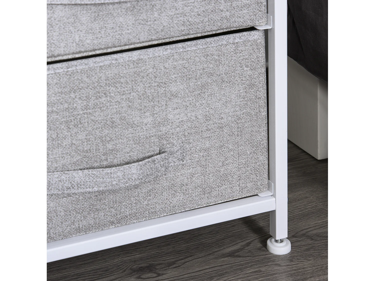 Cassettiera a 5 cassetti pieghevoli e rimovibili in tessuto grigio