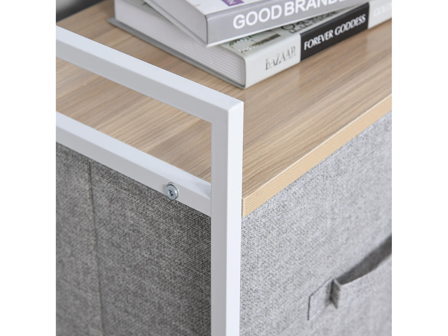 Cassettiera a 5 cassetti pieghevoli e rimovibili in tessuto grigio