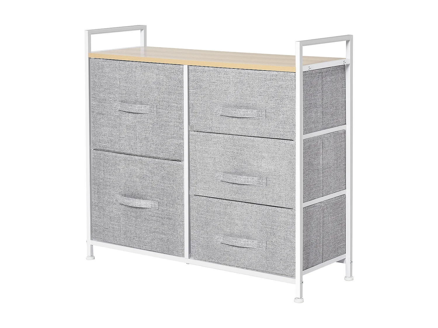 Cassettiera a 5 cassetti pieghevoli e rimovibili in tessuto grigio