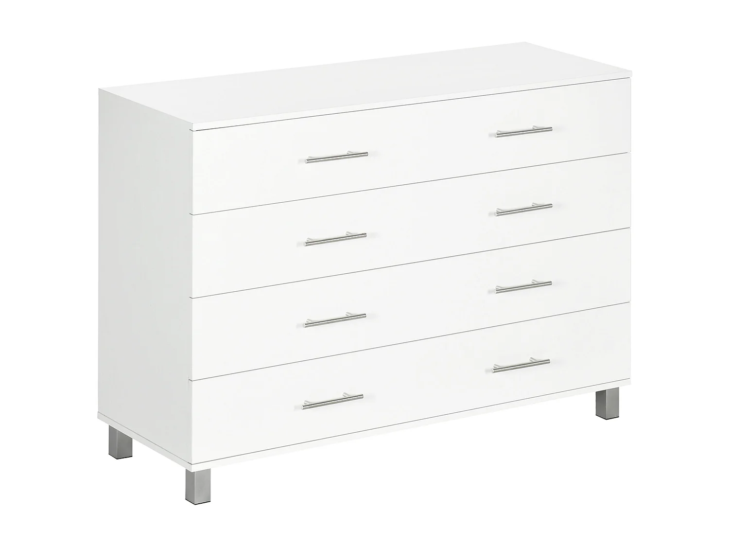 Cassettiera 4 cassetti per camera da letto in legno e metallo bianco