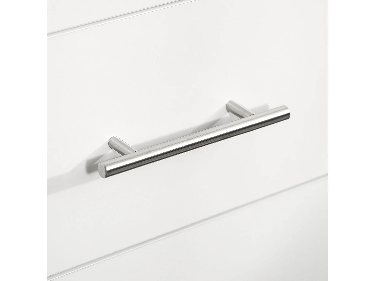 Cassettiera 4 cassetti per camera da letto in legno e metallo bianco