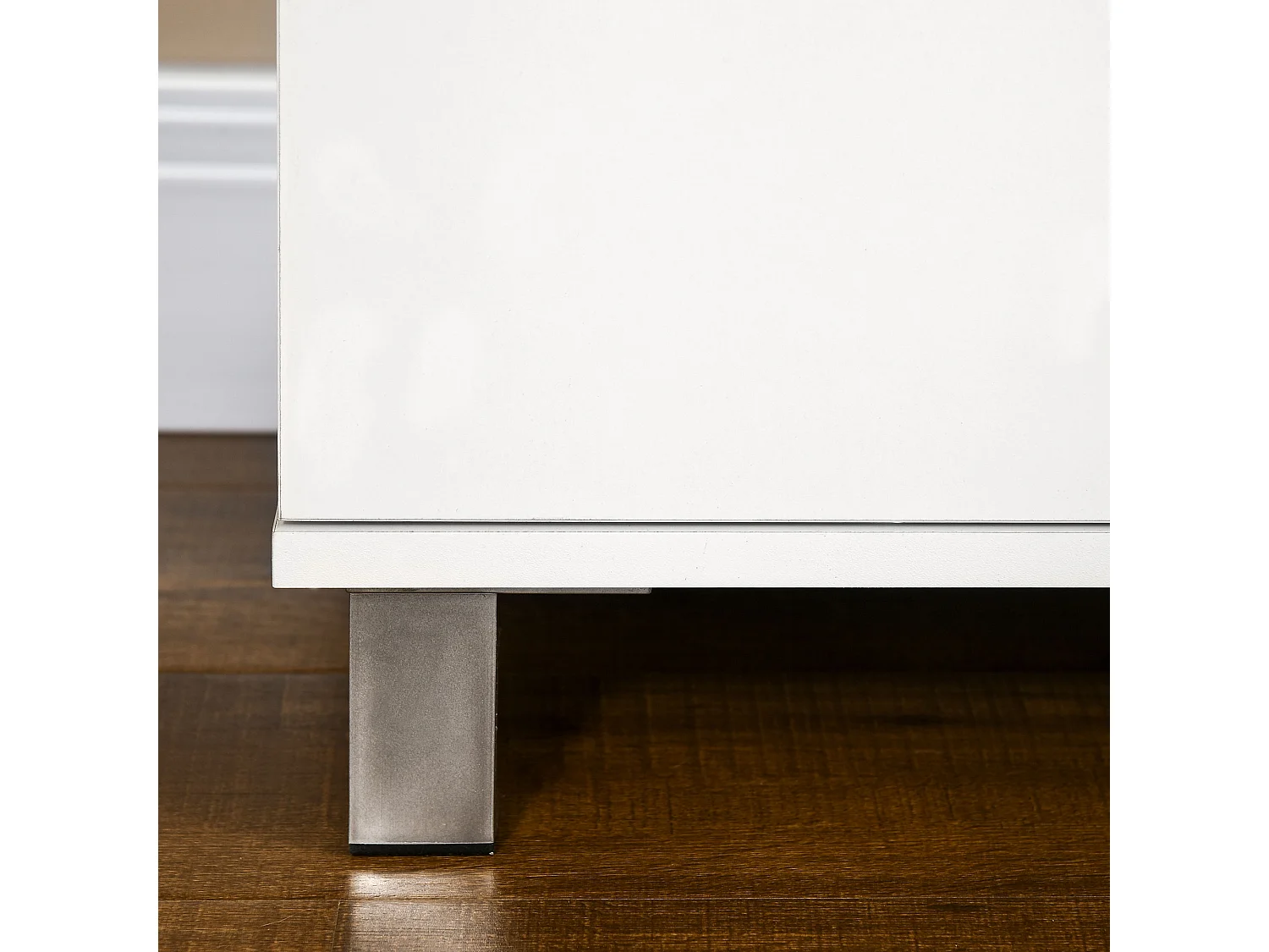 Cassettiera 4 cassetti per camera da letto in legno e metallo bianco