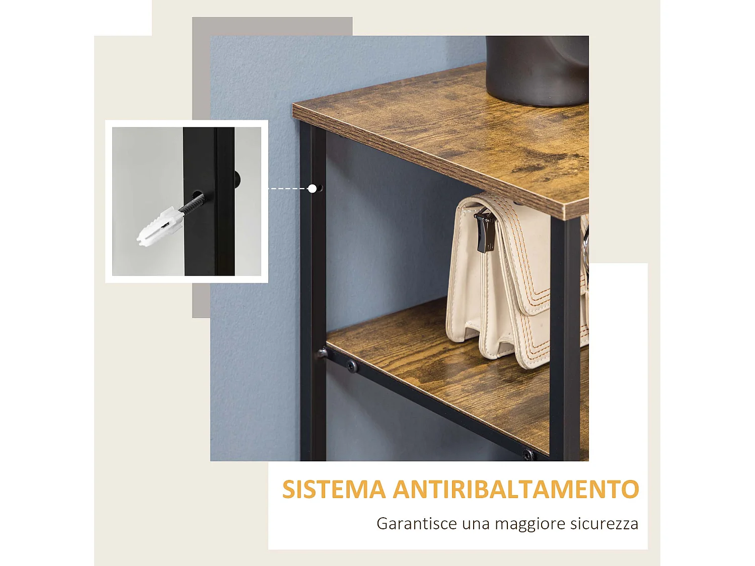 Cassettiera 6 cassetti in tessuto pieghevoli stile industriale marrone