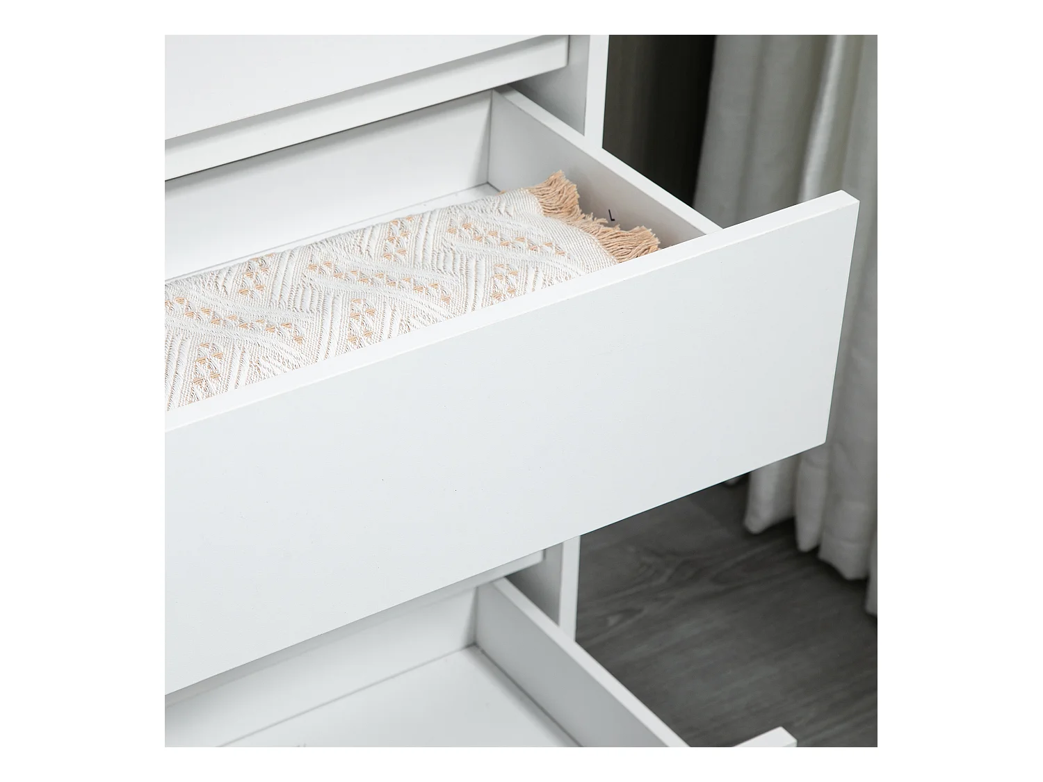 Cassettiera 5 cassetti minimal in truciolato bianco e rovere